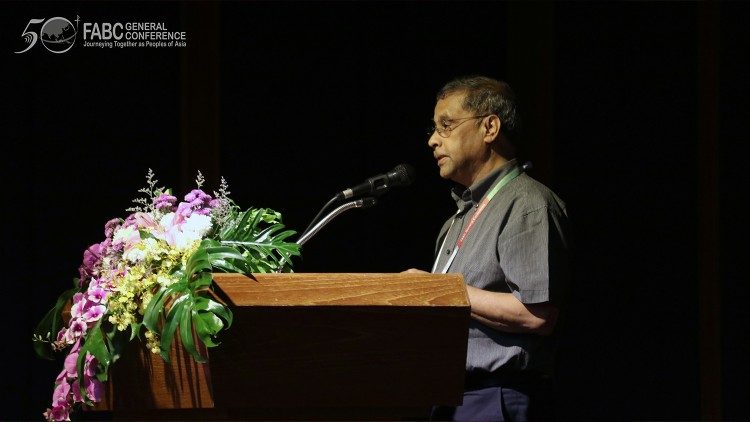 Aloysius John, addresses the assembly regarding the work of Caritas in Asia, 13 October