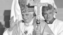 Benedict XVI and then-Msgr. Konrad Krajewski