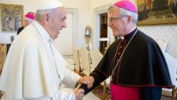 File photo of Pope Francis with Archbishop Timothy Costelloe, of Perth, Australia