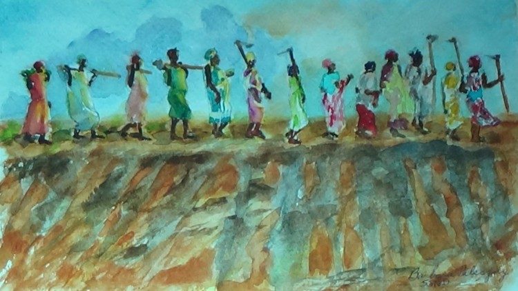 Le donne in Sud Sudan in un disegno di Barbara Paleczny