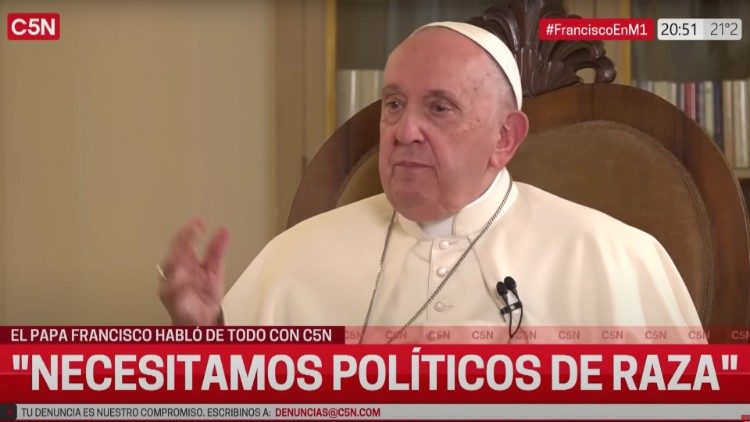 教宗接受阿根廷電視網第五新聞頻道的採訪