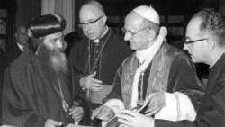 Pope St Paul VI with Pope Shenouda III, Patriarch of the Coptic Orthodox Church (May 1973)