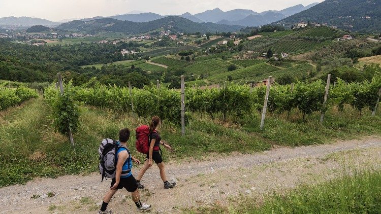 La Via delle Sorelle Bergamo e Brescia, il tratto tra i vigneti di Moscato di Scanzo (Bergamo). Foto di Alessio Guitti