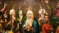 Darstellung des Pfingsttags: Der Heilige Geist kommt auf die Apostel und Maria herab