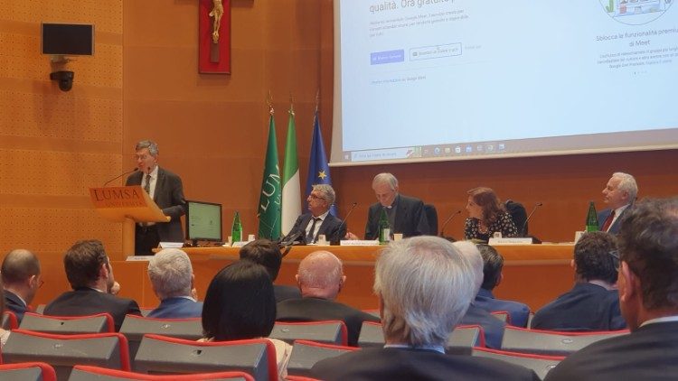 Vatican Communications Prefect, Paolo Ruffini, addresses guests at book presentation