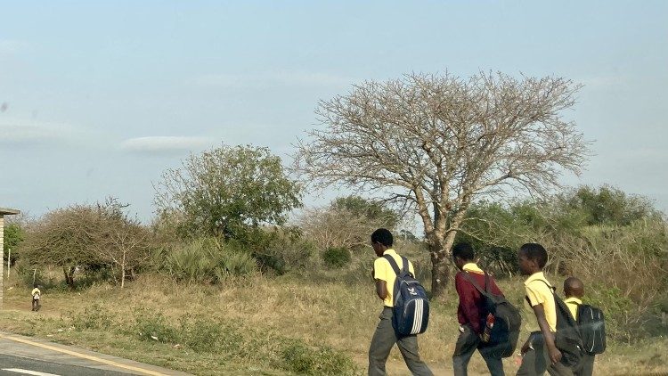 South African children on their way to school