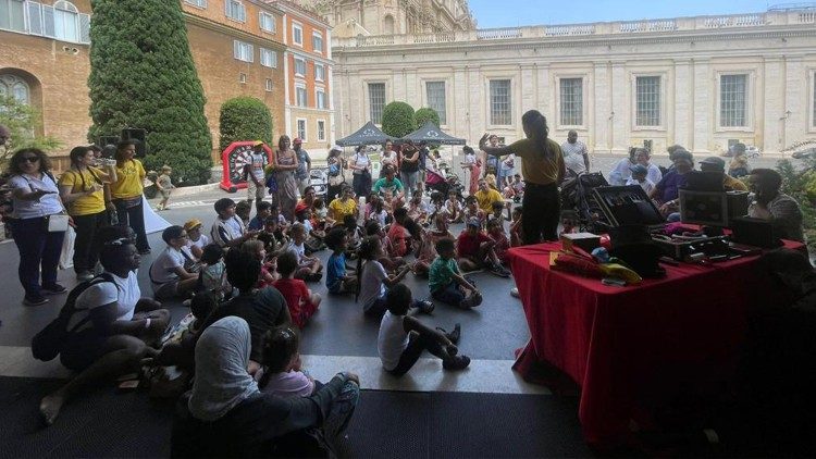 Children learning to pedal in the Vatican