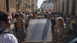 Ícone de Nossa Senhora Salus Populi Romani, um dos símbolos da JMJ, chega a Portugal para a JMJ Lisboa 2023. 