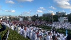Eröffnungsmesse des Weltjugendtags am Dienstagabend im Park Eduard VII., Lissabon