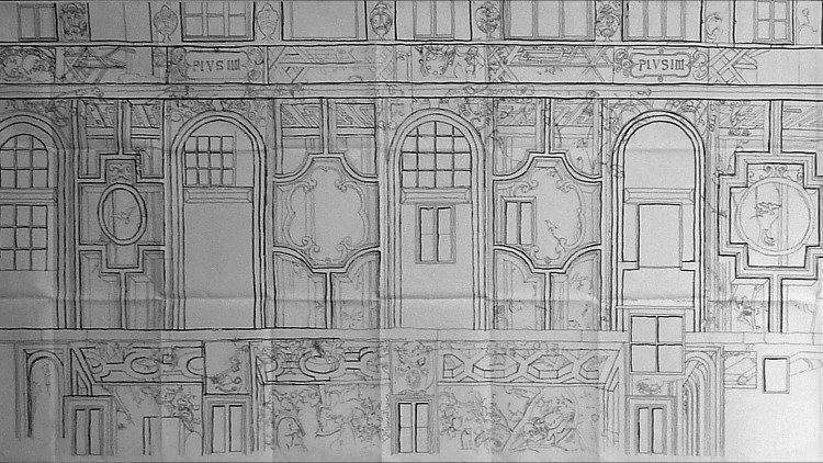 Etude pour la restauration de la décoration de la cour