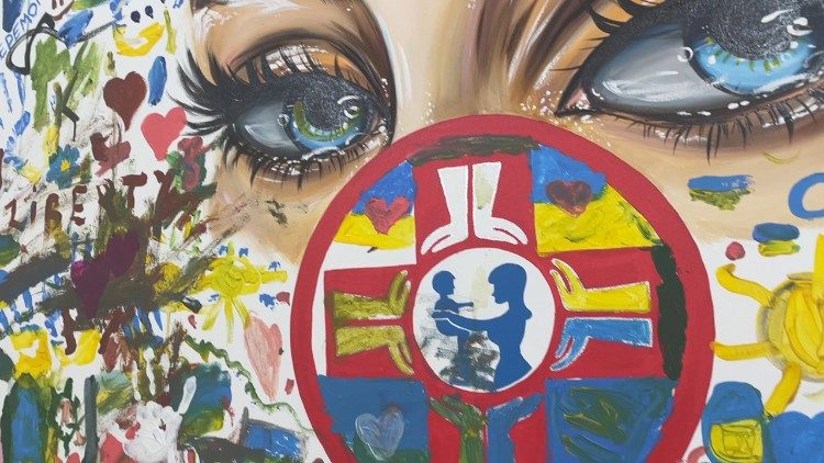 Obraz wiszący na ścianie gabinetu Serhiya Chernishuka w szpitalu pediatrycznym Ohmatdyt w Kijowie