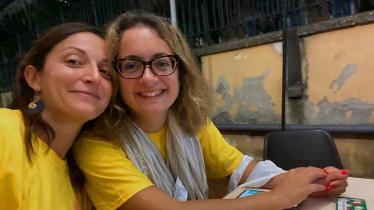 Parishioners and members of the family group, Giorgia (to the left) and Giusy (to the right)