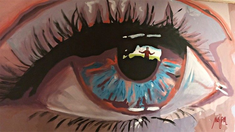 Uno dei murales realizzati da Maupal con gli studenti del Pio IX