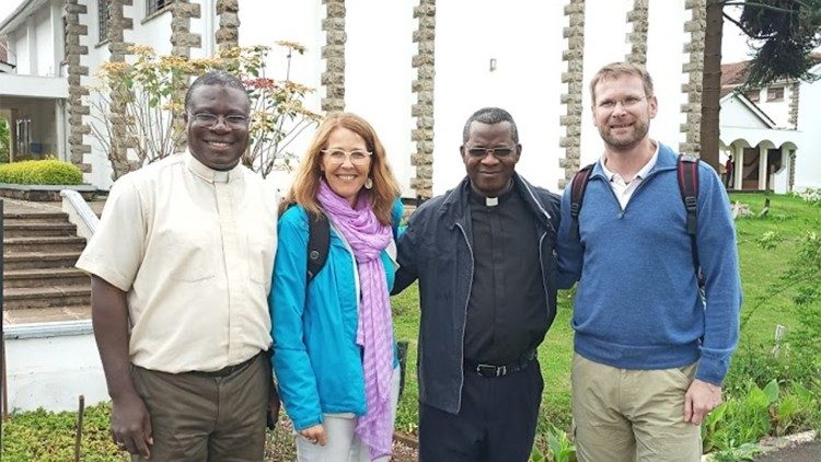 Frs Ehusani and Egunjobi with Missio staff during a visit to PSI