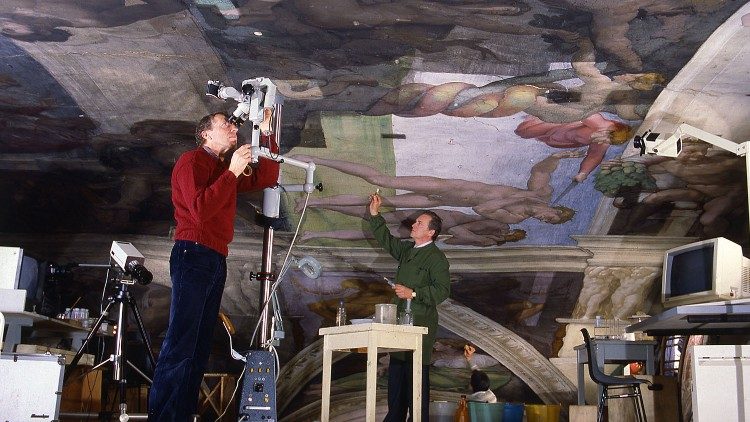 Trabajos de restauración en la Capilla Sixtina