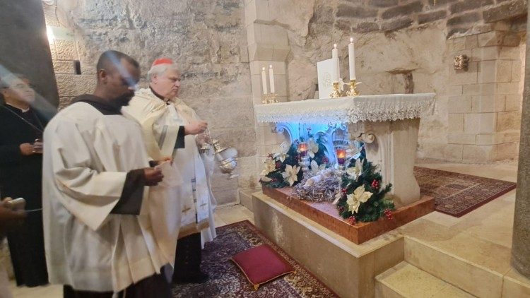 Le cardinal Konrad Krajewski à Nazareth.