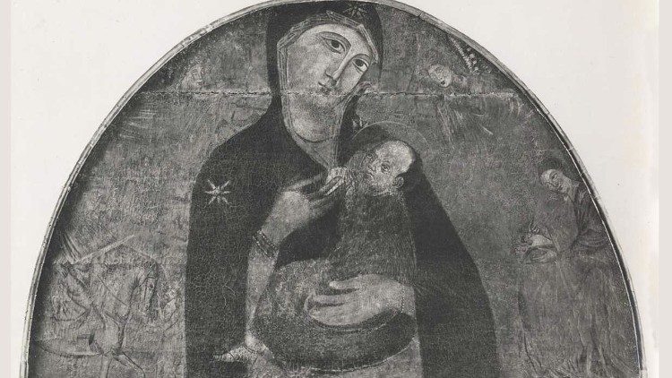 Aluno do Mestre da Cruz de Castelfiorentino, Madonna del Latte, 1270-80, têmpera e ouro sobre madeira, Museu Nacional de São Mateus, Pisa .©Fondazione Zeri