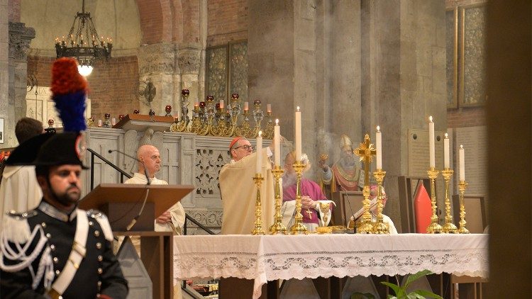 Kardinál Claudio Gugerotti, prefekt Dikastéria pre východné cirkvi, počas liturgie