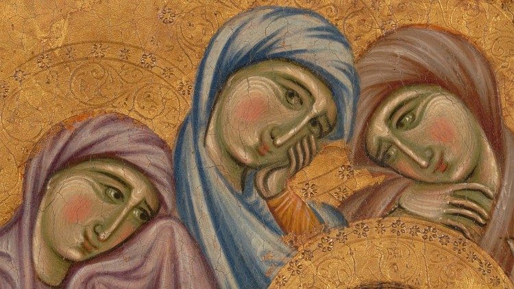 Particolare delle piangenti nel Dossale opistografo della deposizione