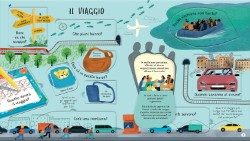 Una pagina del libro "Rifugiati e accoglienza", Usborne Edizioni