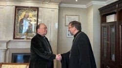 Bischof Meier mit Großerzbischof Swjatoslaw Schewtschuk (Foto E. Sowa, DBK)