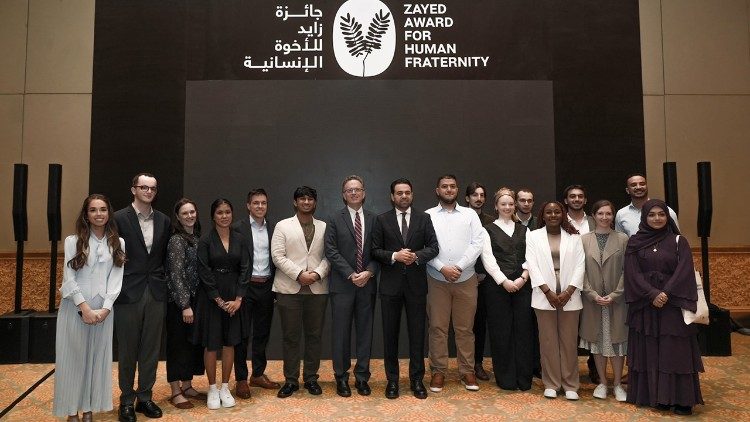 The eleven students of the Fellows of Human Fraternity program with their tutors at the conclusion of the Zayed Prize round table