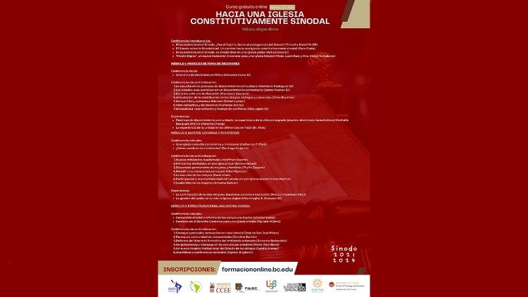 Dépliant del curso "Hacia una Iglesia constitutivamente sinodal".