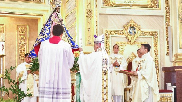 Archbishop Rino Fichella during the "Misa de Gracia" at the Cathedral  of Our Lady of Peace and Good Voyage, in Antipolo City, Philippines