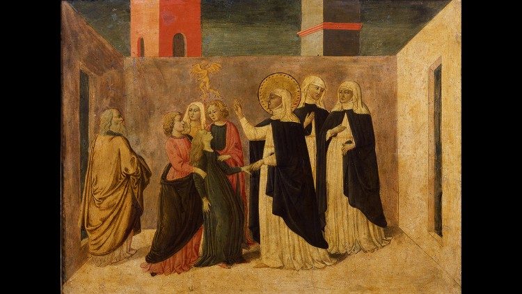 Scuola Fiorentina sec. XV, Scomparto di predella: Santa Caterina libera dal demonio la giovane Lorenza, © Musei Vaticani