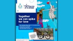 O cartaz do leilão esportivo solidário da FederVolleyball italiana e da Athletica Vaticana