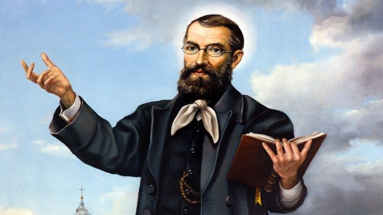 Bł. Edmund Bojanowski, fragment obrazu beatyfikacyjnego autorstwa Zygmunta Kotyłło (Siostry Służebniczki)