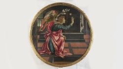 Filippino Lippi, Angelo annunciante, 1483-84, dipinto su tavola, diametro cm 110, San Gimignano (SI), Museo Civico