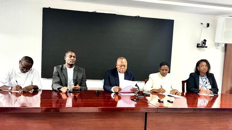 Cardinal Fridolin Ambongo Besungu OFM Cap (centre) at a recent meeting in Nairobi
