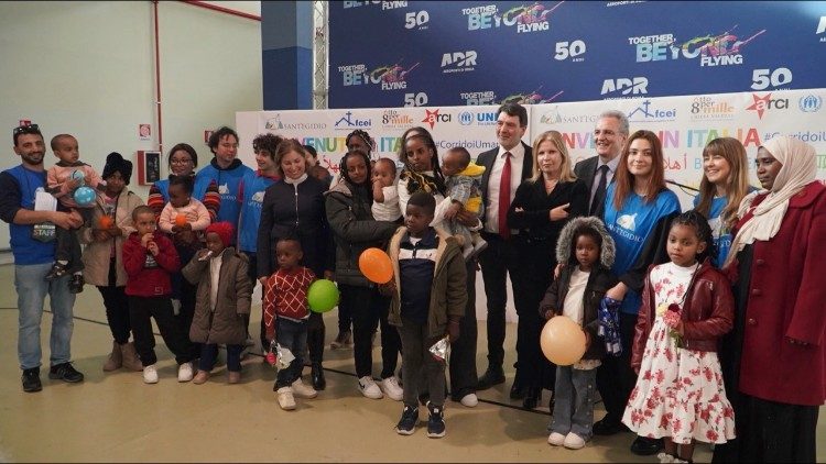 Arrival of African refugees at Rome's Fiumicino Airport