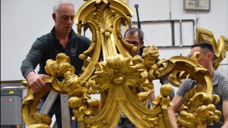 La Macchina delle Quarantore durante la restauración