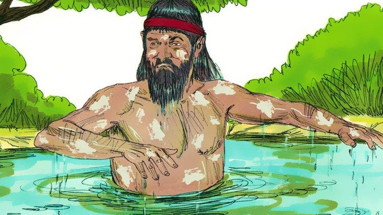 Le roi Naaman se baignant dans le jourdain - Photo d'illustration 