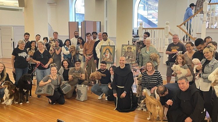 Br Greg and the students from the Assumption of the Blessed Virgin Mary parish, in Brooklyn Heights