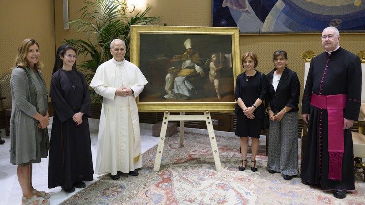 A delegation from the Vatican Museums presented a restored painting of Saint Augustine to Pope Leo XIV