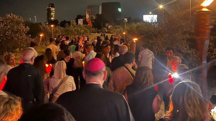 A moment from the prayer vigil in Beirut on 4 August 2025