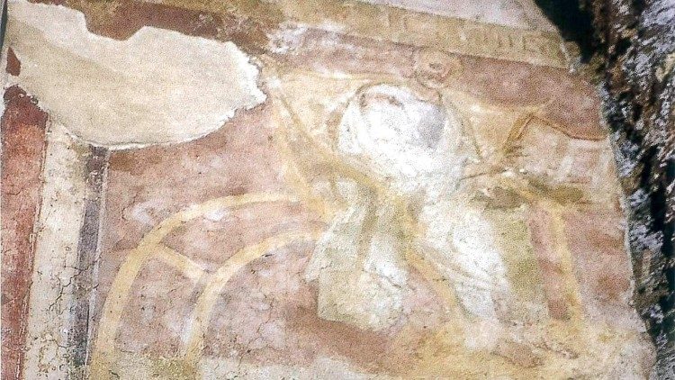 Fragment fresku przedstawiającego postać identyfikowaną ze św. Augustynem