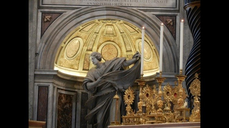 Szent Veronika kendőjét nyújta a "Fájdalmak férfiának" a képével a Szent Péter bazilikában  