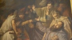 Obraz przedstawiający męczeństwo św. Jozafata w kościele pw. Narodzenia NMP w Białej Podlaskiej