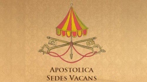 Das Wahrzeichen der Sedisvakanz: Ein Schirm mit den gekreuzten Schlüsseln Petri
