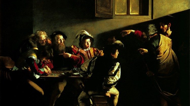 La vocación de San Mateo, de Caravaggio, en la capilla Contarelli de la iglesia de San Luis de los Franceses de Roma
