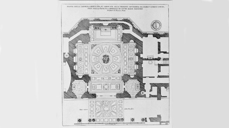 Aguafuerte con la planta de la Capilla Paulina, finales del siglo XVII