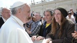 Patti Smith meets Pope Francis during a General Audience on the 10th of April 2013