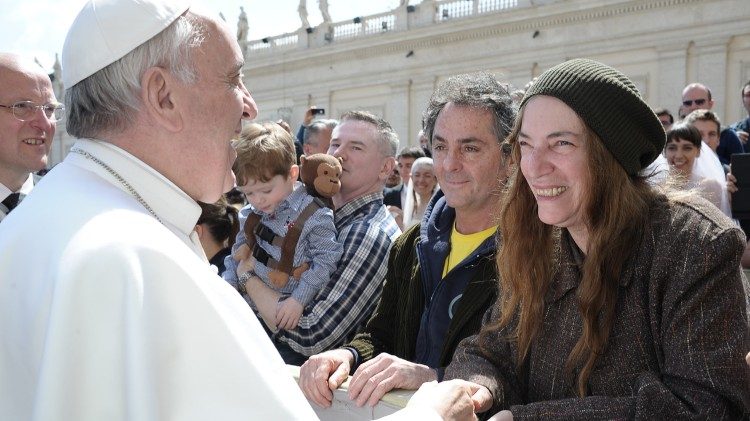 Patti Smith meets Pope Francis during a General Audience on the 10th of April 2013