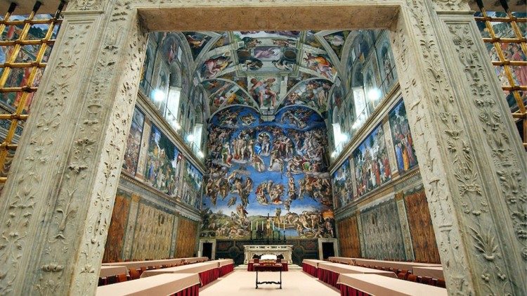 The Sistine Chapel set-up for the Conclave