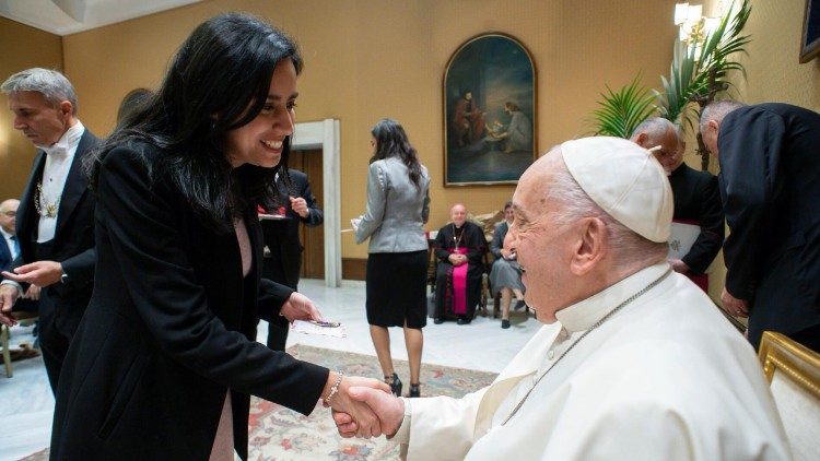 Marcia King meets Pope Francis at the event in 2024
