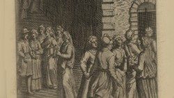 Panny roztropne i nierozsądne. Rycina Camillo Cungiego z cyklu "Rozważania nad całym życiem naszego Pana Jezusa Chrystusa"